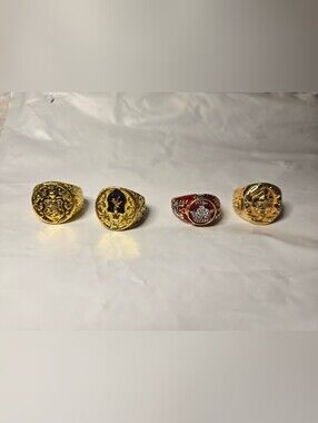 Gold-Tone Men’s Signet Rings Lot Of4